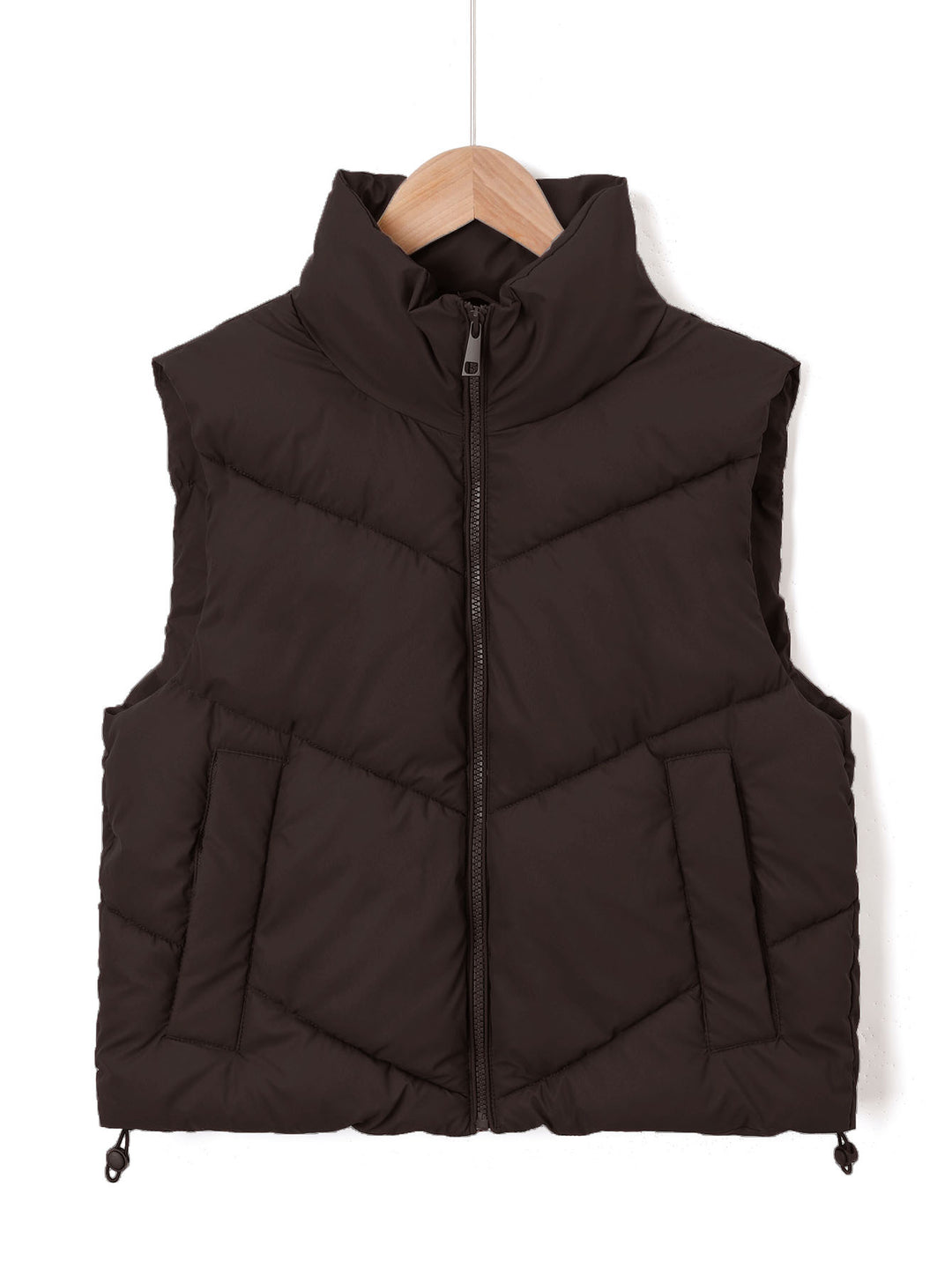 Women's sleeveless quilted thermal vest with high stand-up collar and drawstring Mune Fashion