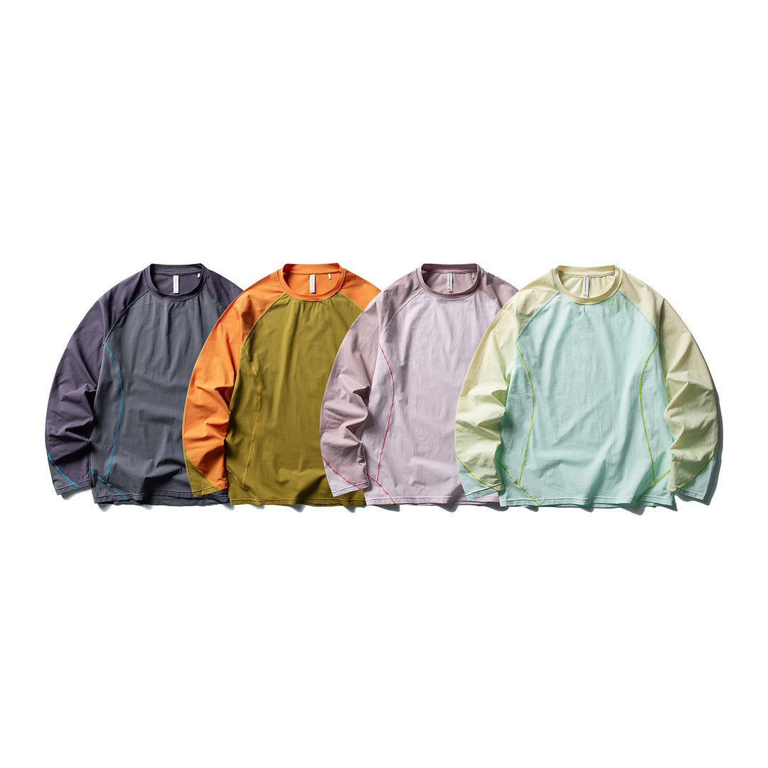 Women's Oversized Long Sleeve Shirt with Raglan Sleeves and Distinctive Contrast Stitching Mune Fashion