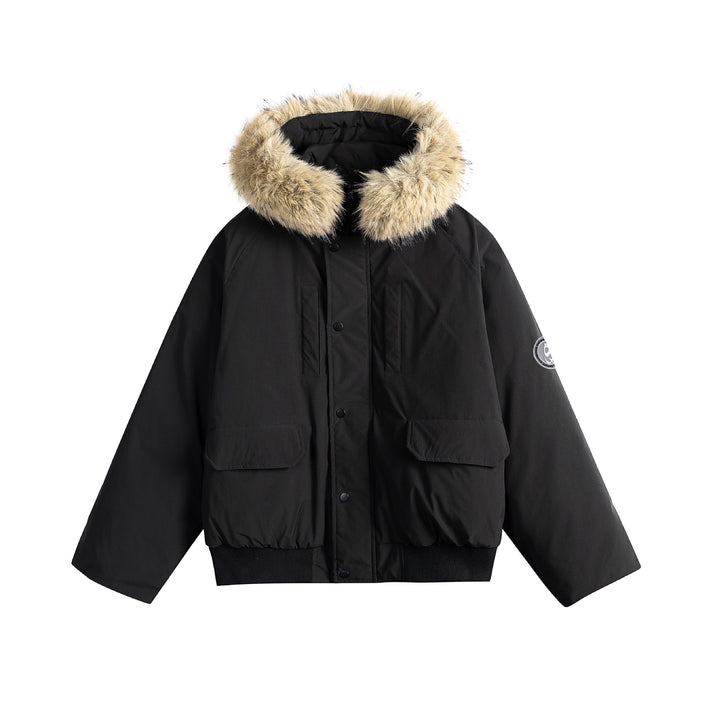 Men's short parka bomber with faux fur-lined hood and robust thermal insulation Mune Fashion