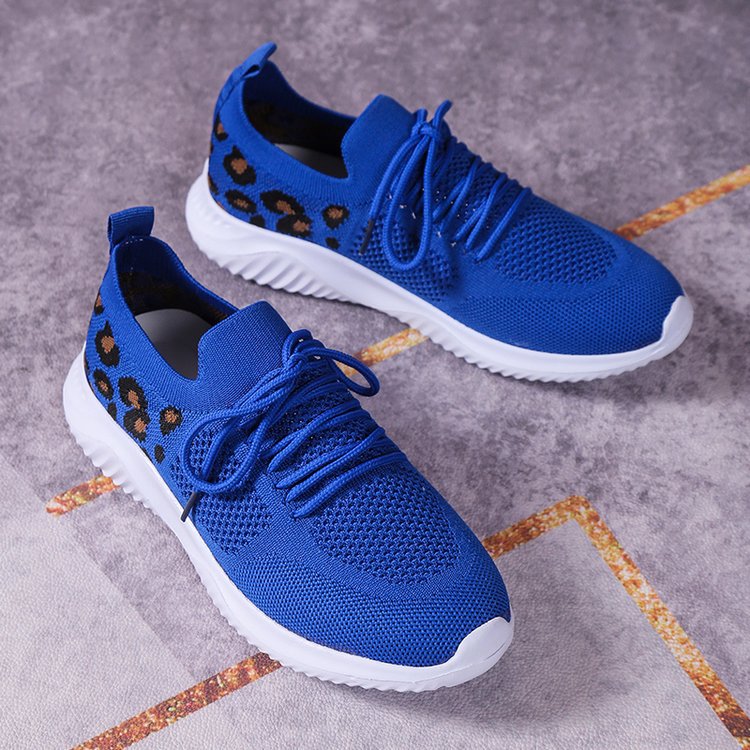 Women's Breathable Knit Slippers with Padded Cushioning Sole and Leopard Shaft Mune Fashion