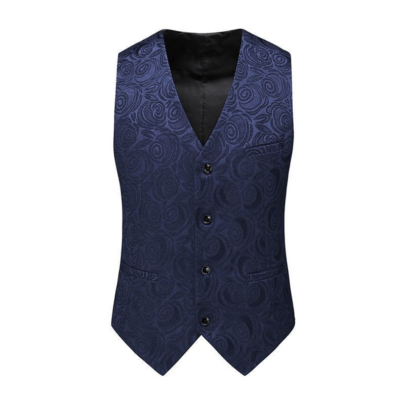 Men's jacquard vest with ornamental structure, pointed hem and satin back Mune Fashion