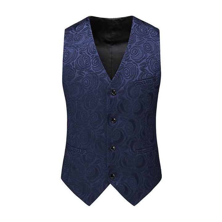 Men's jacquard vest with ornamental structure, pointed hem and satin back Mune Fashion