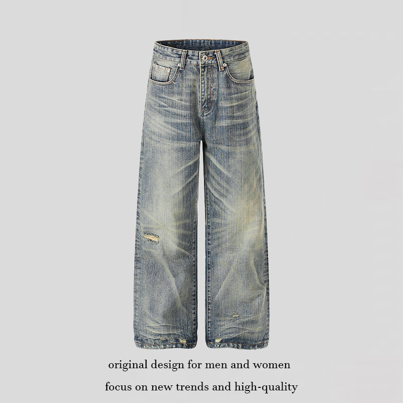 Women High-Waisted Wide-Leg Destroyed Jeans with Used Effect and Culotte Silhouette Mune Fashion