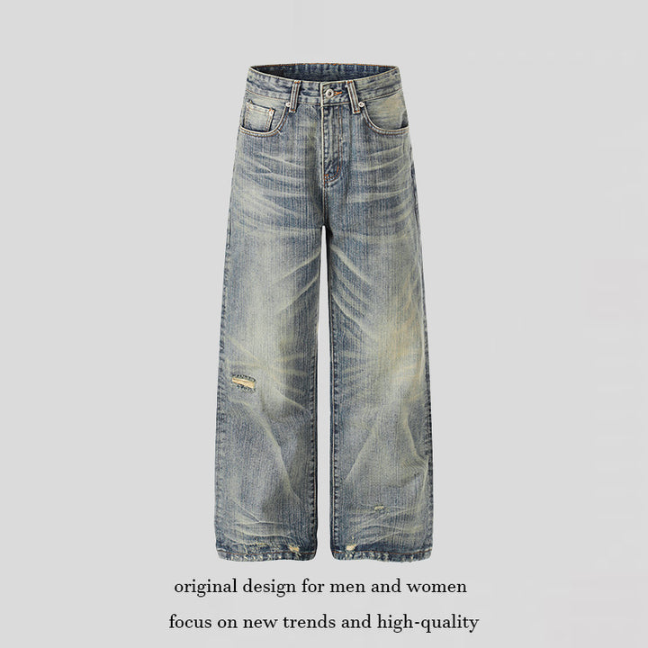 Women High-Waisted Wide-Leg Destroyed Jeans with Used Effect and Culotte Silhouette Mune Fashion