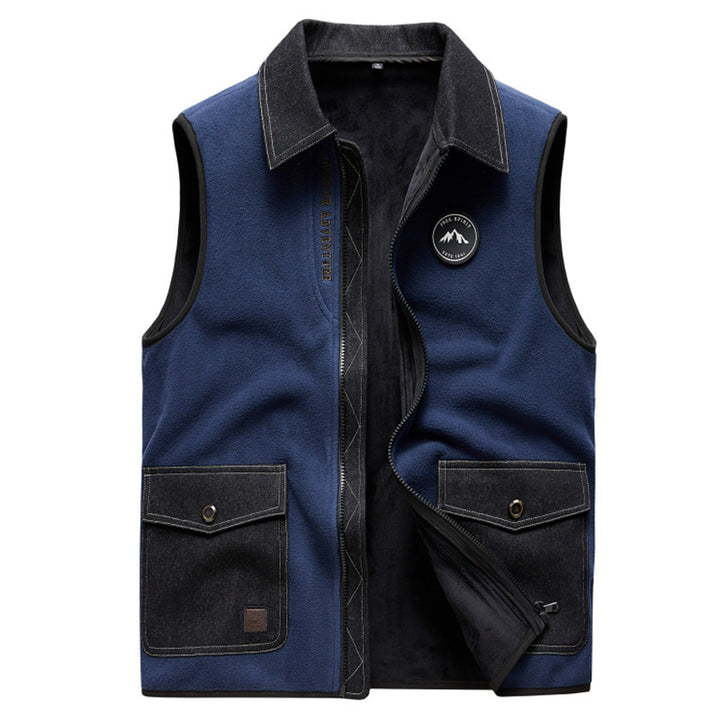 Men's fleece vest in utility look with shirt collar, zipper and flap pockets Mune Fashion