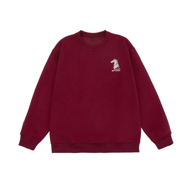 Unisex Oversize Sweatshirt with embroidered chess knight logo and ribbed cuffs Mune Fashion