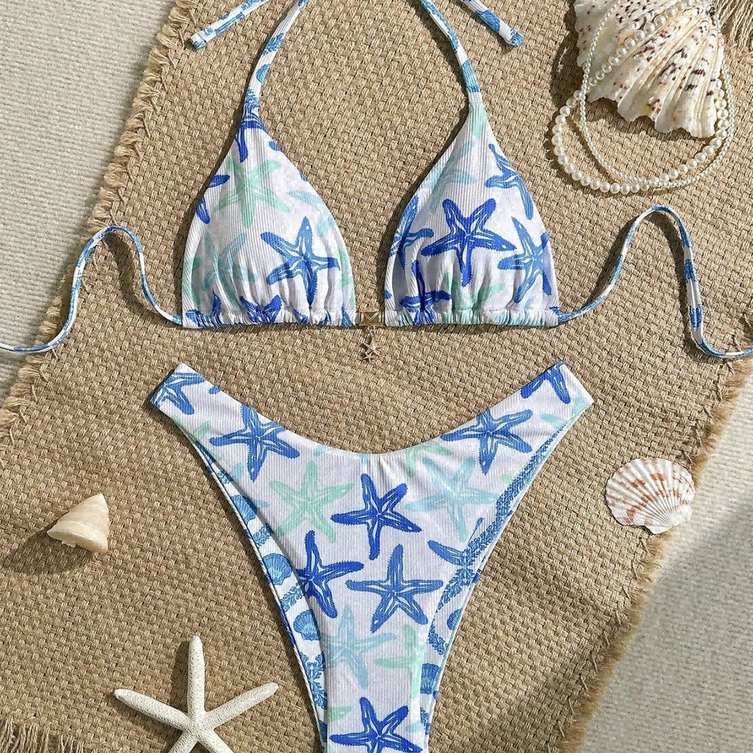 Women Triangle Bikini with Maritime Star Design Mune Fashion