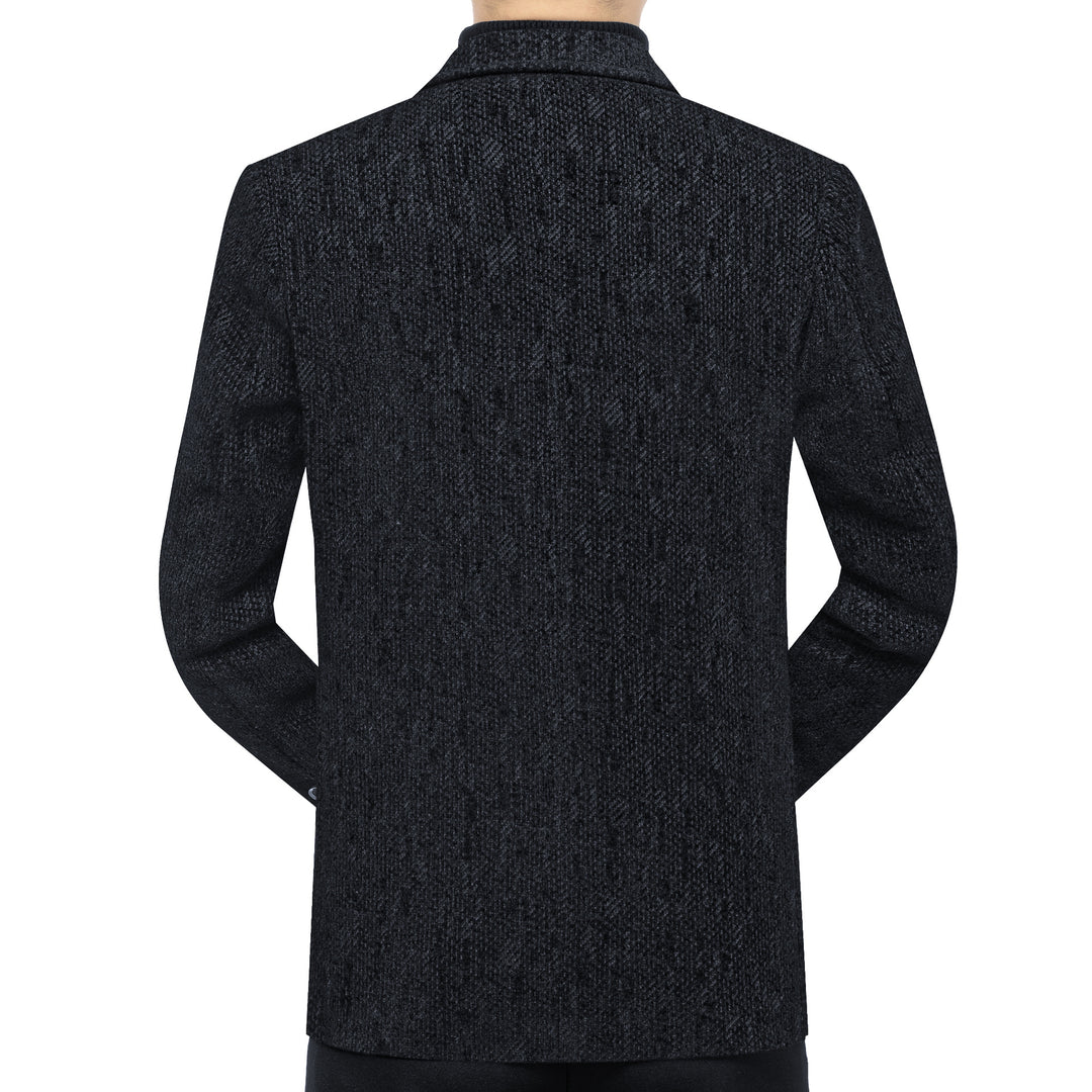 Men's Tailored Wool Blend Blazer with Texture and Logo Embroidery Mune Fashion