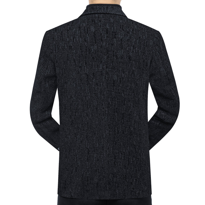 Men's Tailored Wool Blend Blazer with Texture and Logo Embroidery Mune Fashion