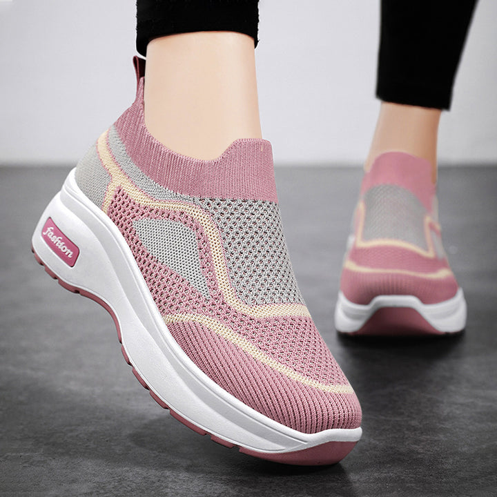 Women nan ultra-lightweight knit slip-on with ergonomic wedge sole and removable comfort insole compartment Mune Fashion