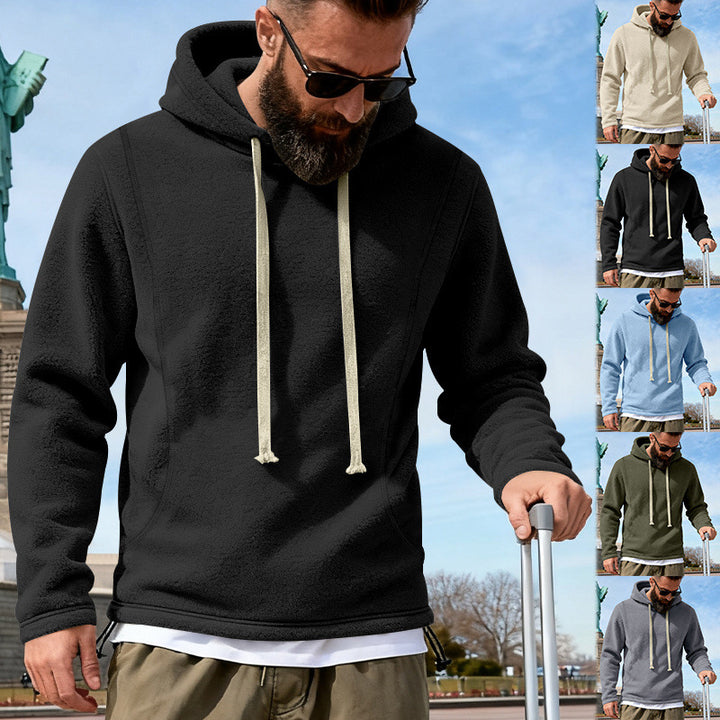 Men's fleece hoodie with teddy texture, hood, and relaxed fit Mune Fashion