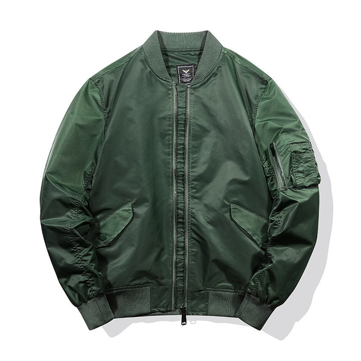 Men's Pilot Bomber Jacket in Nylon Finish with Sleeve Organizer and Ribbed Cuffs Mune Fashion