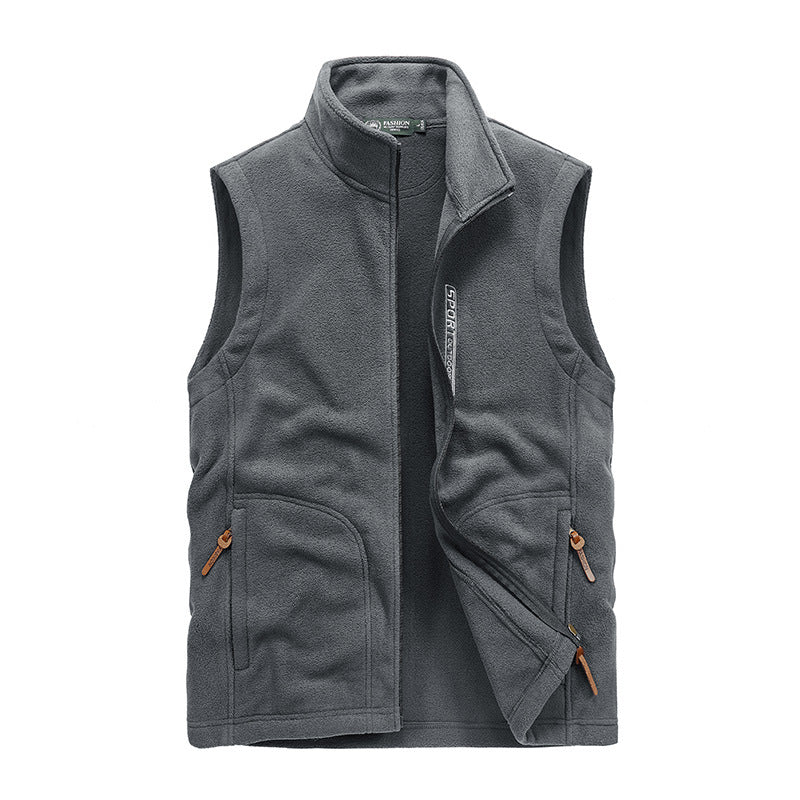 Men's Functional Fleece Vest with Stand-up Collar, Full Zipper and Zipper Pockets Mune Fashion