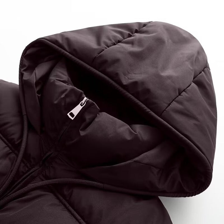 Women's Cropped Padded Jacket with High Hood, Drawstring and Ribbed Cuffs Mune Fashion