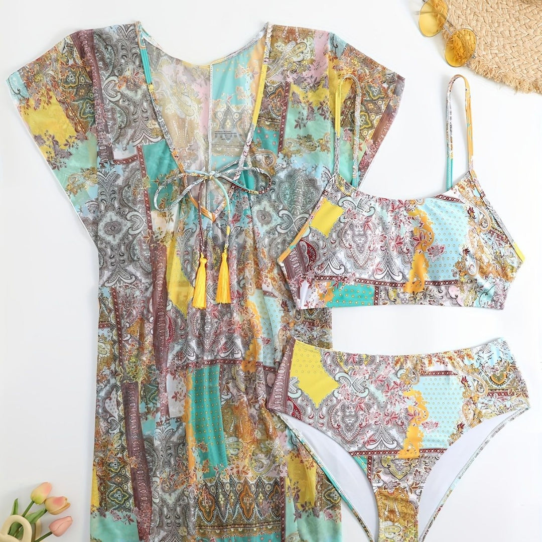 Women's beach top with playful pattern mix Mune Fashion
