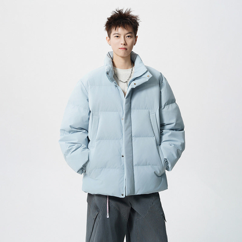 Men's Short Cut Oversized Quilted Jacket with High Collar Mune Fashion