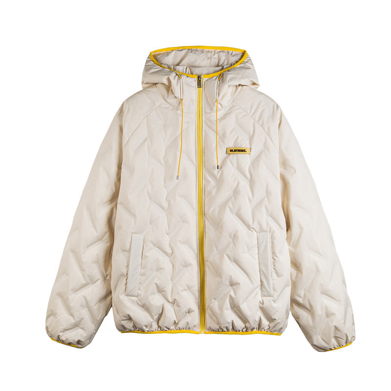Unisex Padded Hoodie in Boxy Cut with Contrast Edges and Elastic Hem Mune Fashion