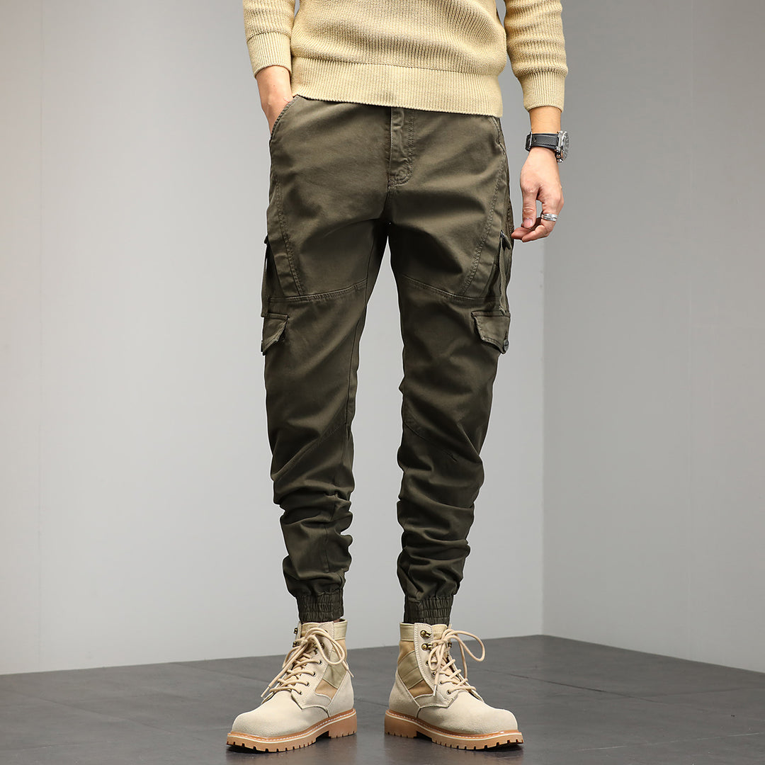 Men's Tapered Cargo Jogger Pants with ergonomic knee inserts, flap utility pockets, and ribbed ankle cuffs Mune Fashion