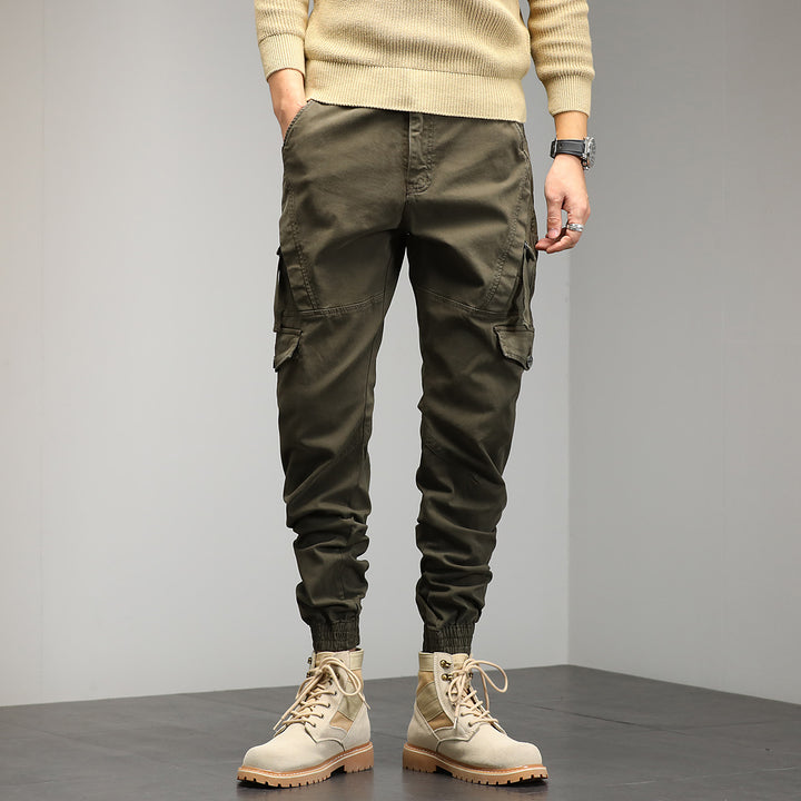 Men's Tapered Cargo Jogger Pants with ergonomic knee inserts, flap utility pockets, and ribbed ankle cuffs Mune Fashion