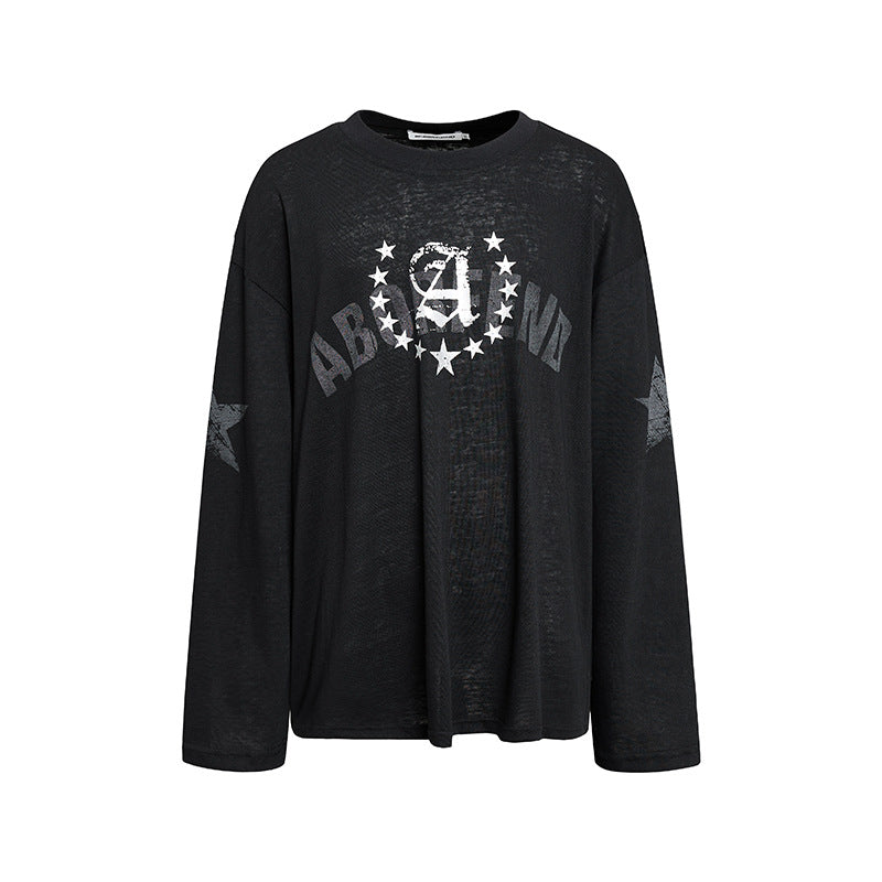Women's oversized long sleeve made of cotton jersey with glitter star print and round neckline Mune Fashion