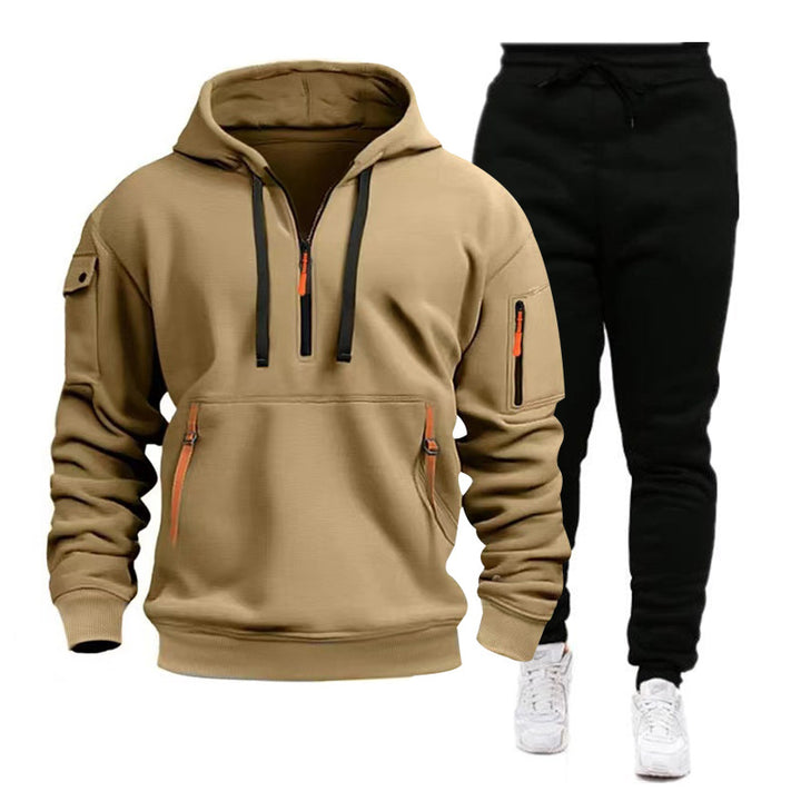Men's nan Performance Hoodie and Tracksuit with Neon Zippers, Utility Pockets, and Elastic Drawstring Mune Fashion
