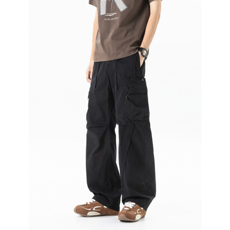 Men's Loose Cargo Pants in Baggy Cut with Utility Pockets and Drawstring Waist Mune Fashion