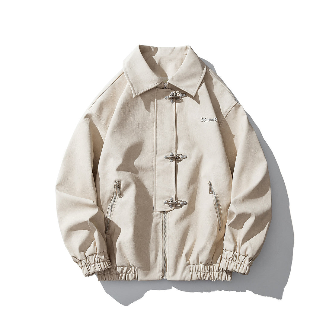 Men's Oversized Velour Jacket with Distinctive Metal Closures and Zipper Pockets Mune Fashion