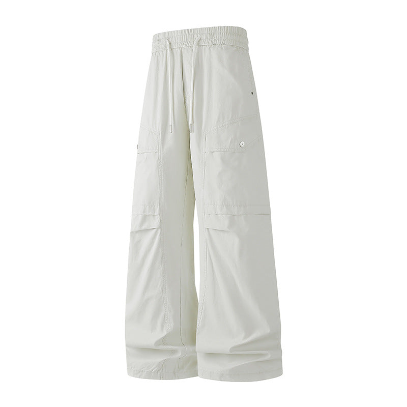 Damen Extraweite Tech‑Cargo‑Hose im Palazzoschnitt mit Elastikbund und Multifunktions‑Taschen Mune Fashion