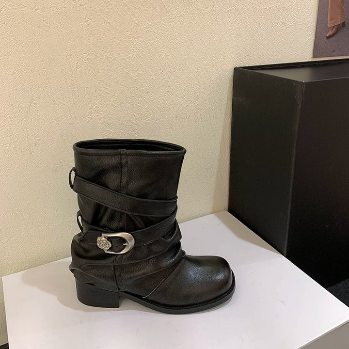 Ladies Fashion Ankle Boots with Wide Strap Mune Fashion