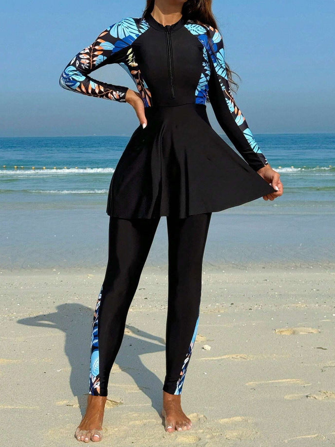 Ladies' Surf Suit with Skirt and Long Sleeve Design Mune Fashion