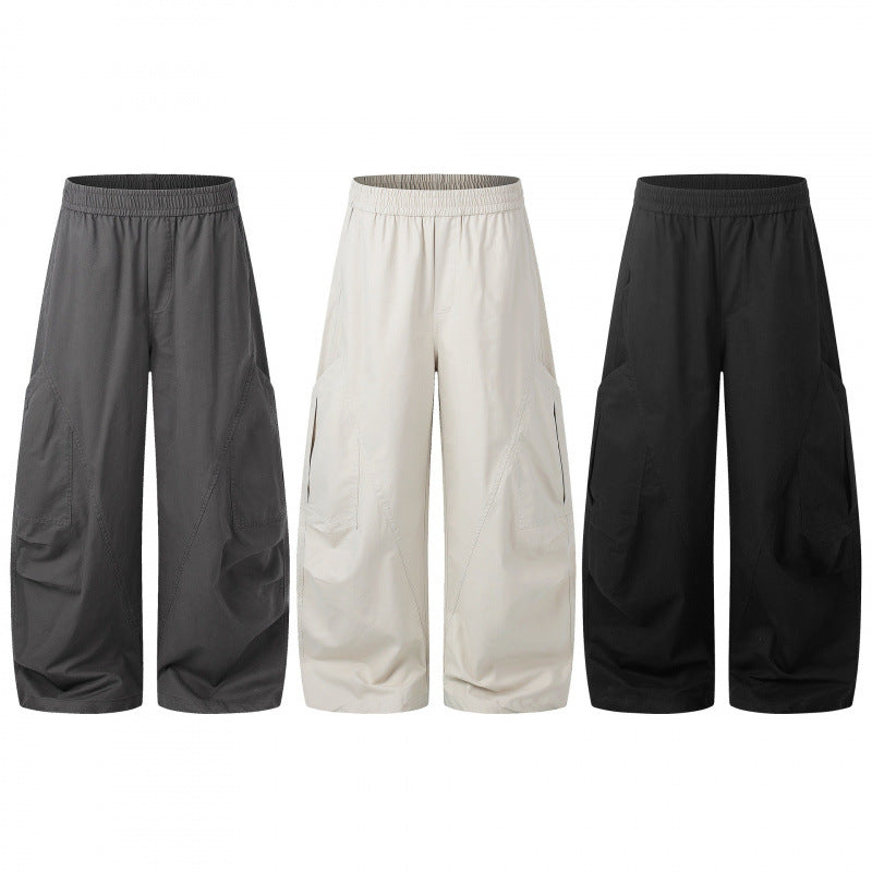 Women's Wide Cargo Culotte Pants with Elastic Waistband and Multifunctional Patch Pockets Mune Fashion