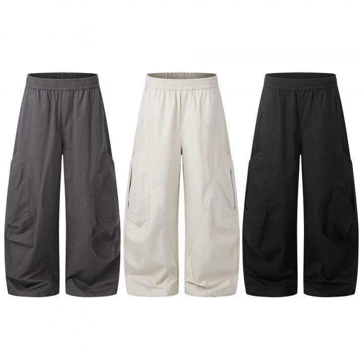 Women's Wide Cargo Culotte Pants with Elastic Waistband and Multifunctional Patch Pockets Mune Fashion