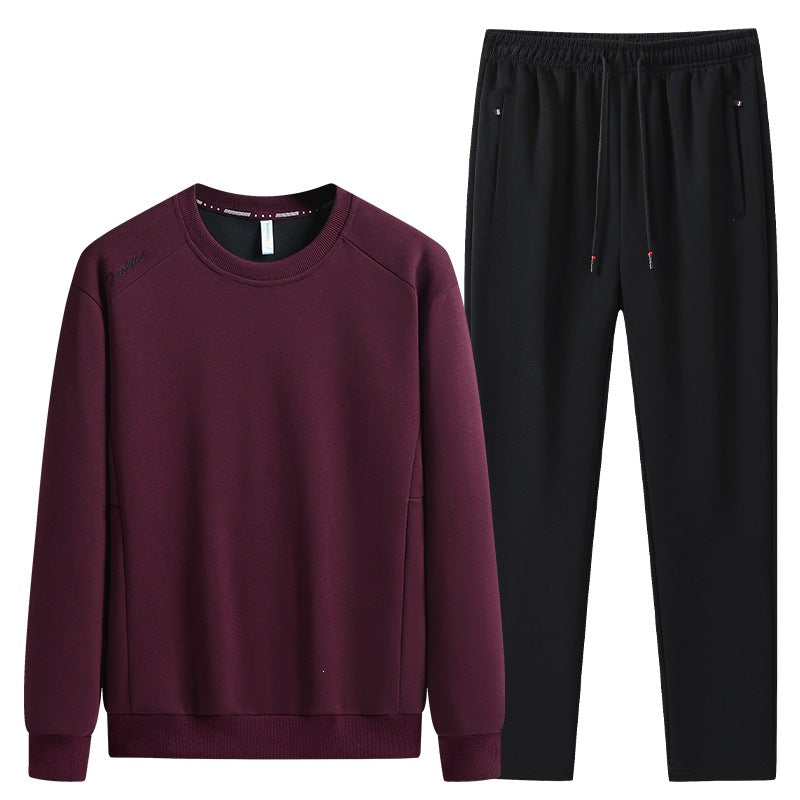Men's Comfortable Microfleece Training Set with Round Neck Sweatshirt & Tapered Jogging Pants Mune Fashion