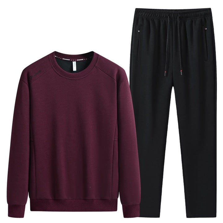 Men's Comfortable Microfleece Training Set with Round Neck Sweatshirt & Tapered Jogging Pants Mune Fashion