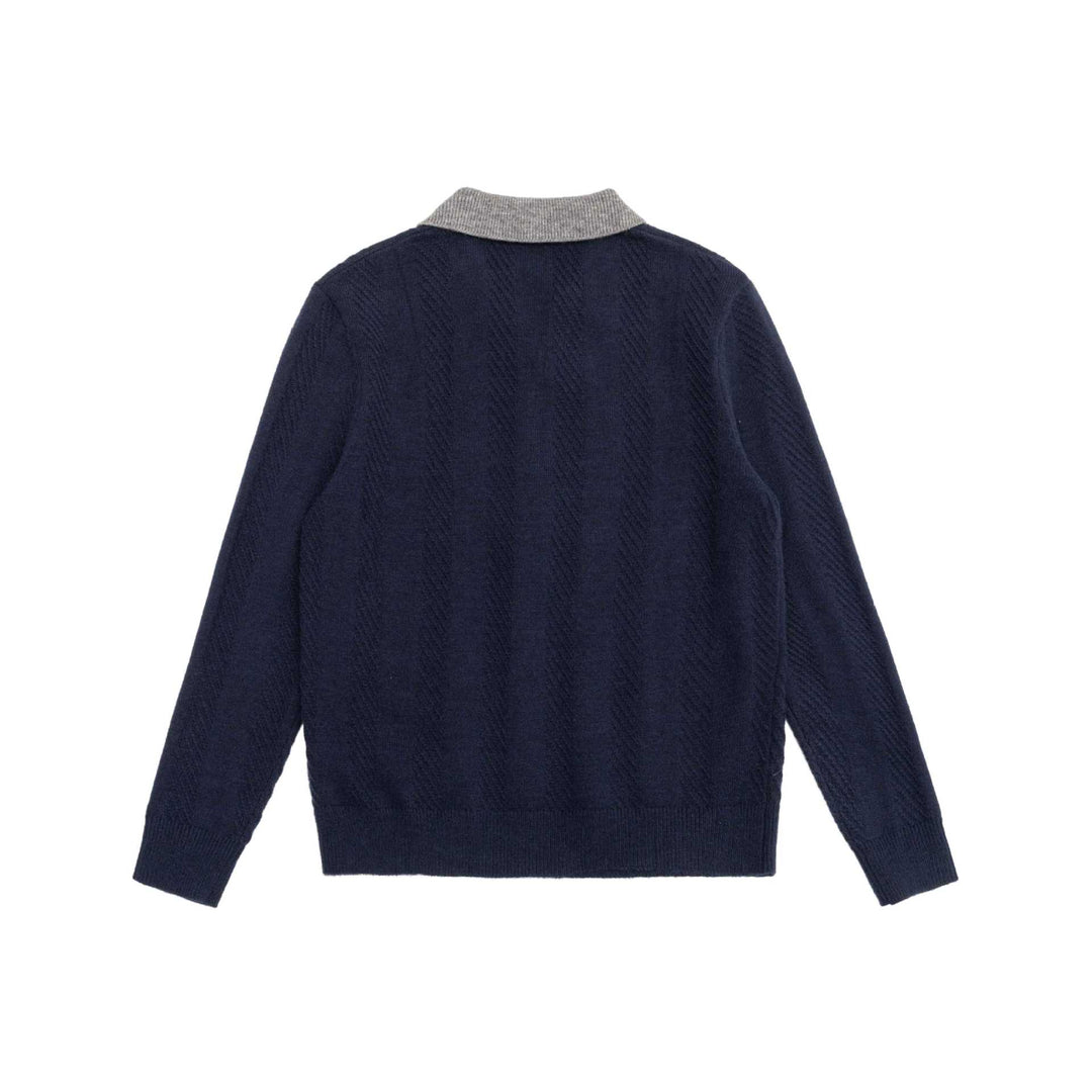 Unisex knitted sweater with polo collar and V-neck Mune Fashion
