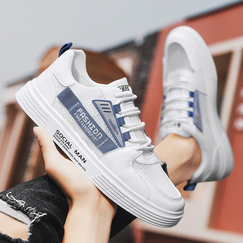 Men's Casual Platform Sneakers with Breathable Mesh and Faux Leather Mix Mune Fashion