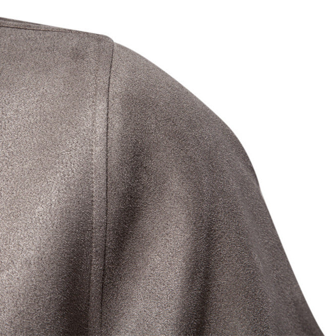Men's suede-look college jacket with snap button closure, flap pockets and ribbed hem Mune Fashion