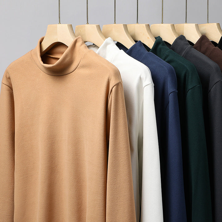 Women's Fine Stretch Mockneck Long Sleeve Shirt with Tight Standing Collar Mune Fashion