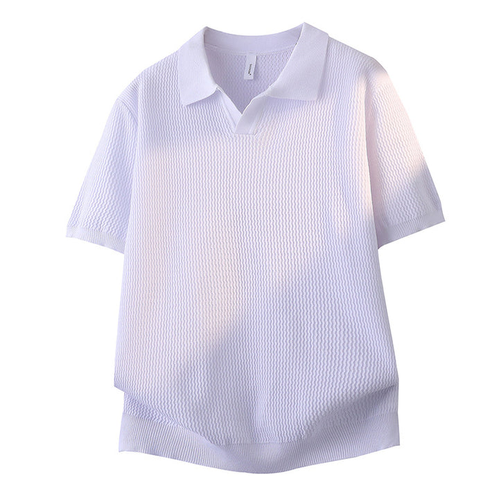 Women Short Sleeve Polo Shirt with Textured Design Mune Fashion