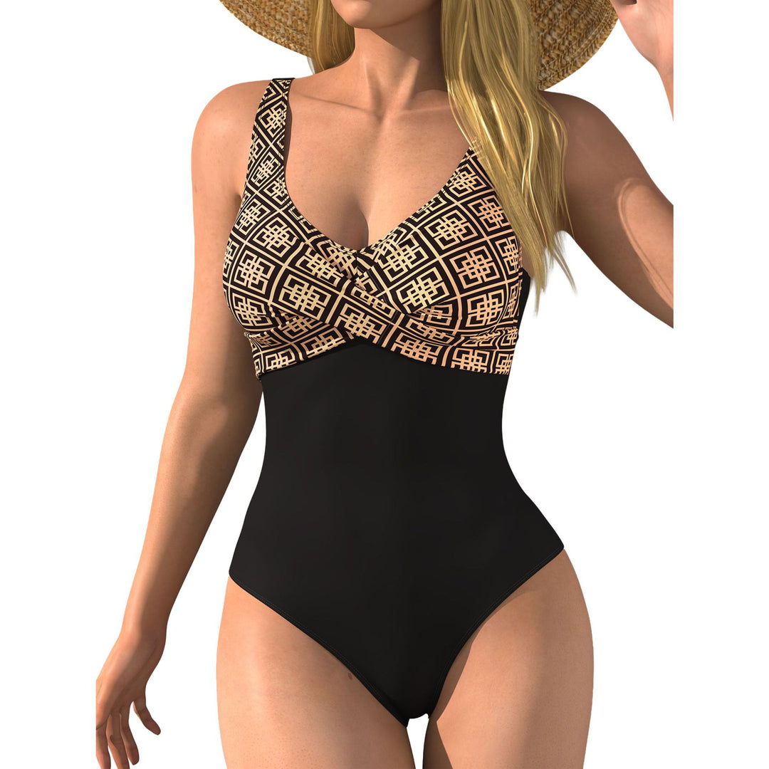 Women's form-fitting swimsuit with stylish geometric pattern Mune Fashion