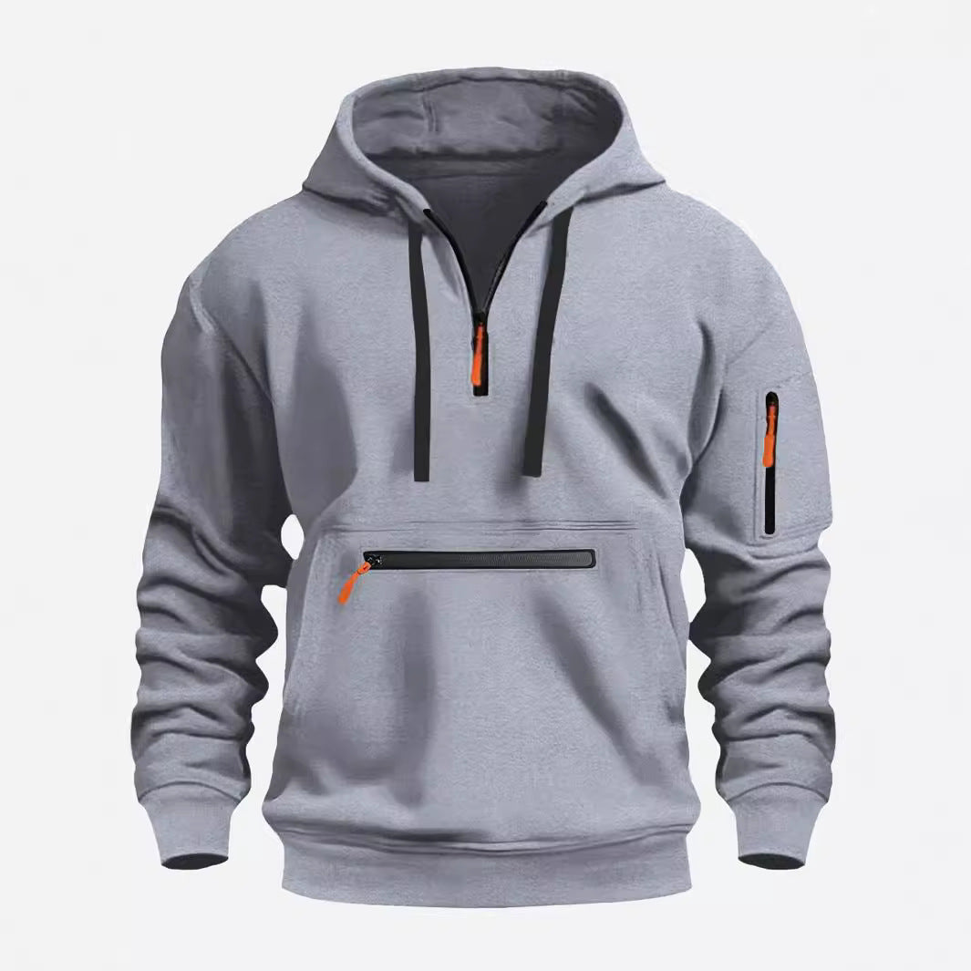 Men's nan technical half-zip hoodie with front zip pocket and sleeve pocket Mune Fashion