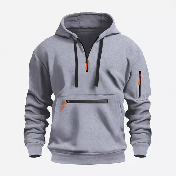 Men's nan technical half-zip hoodie with front zip pocket and sleeve pocket Mune Fashion