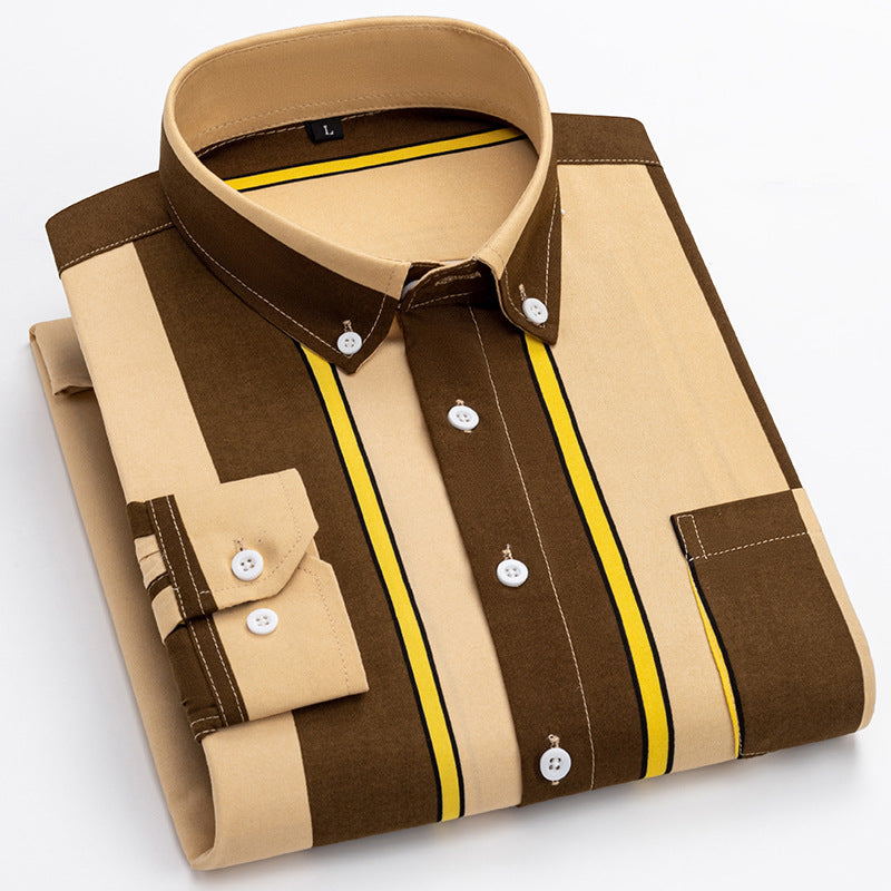 Men's striped business shirt with button-down collar, chest pocket and easy-care cotton blend Mune Fashion