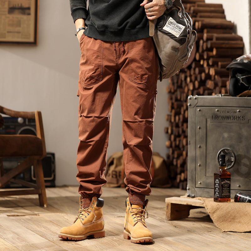 Men's outdoor work jogger pants with elastic comfort waistband, patch round pockets, and ankle zipper Mune Fashion