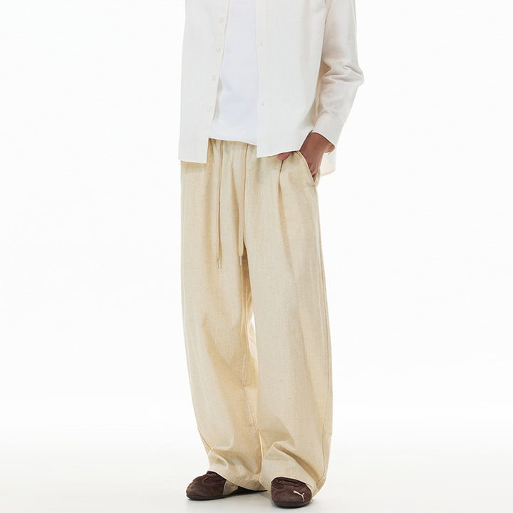 Men's Loose Linen-Cotton Pants with Drawstring and Pockets Mune Fashion