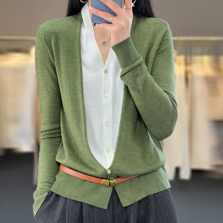 Women Lightweight Open Fine Knit Cardigan with Asymmetrical Pointed Hem and Tailored Silhouette Mune Fashion