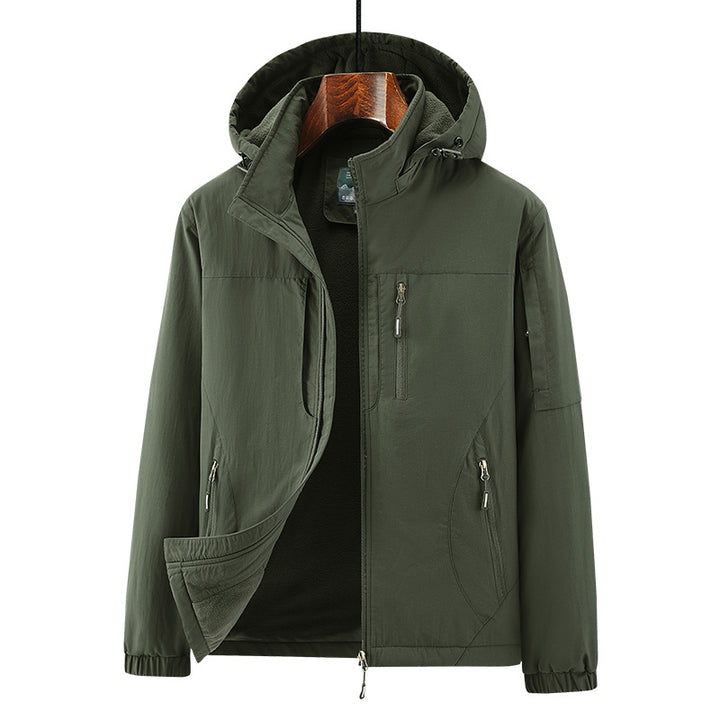 Men's Lightweight Wind and Thermal Softshell Jacket with Hood, Fleece Lined & Multi-functional Pockets Mune Fashion