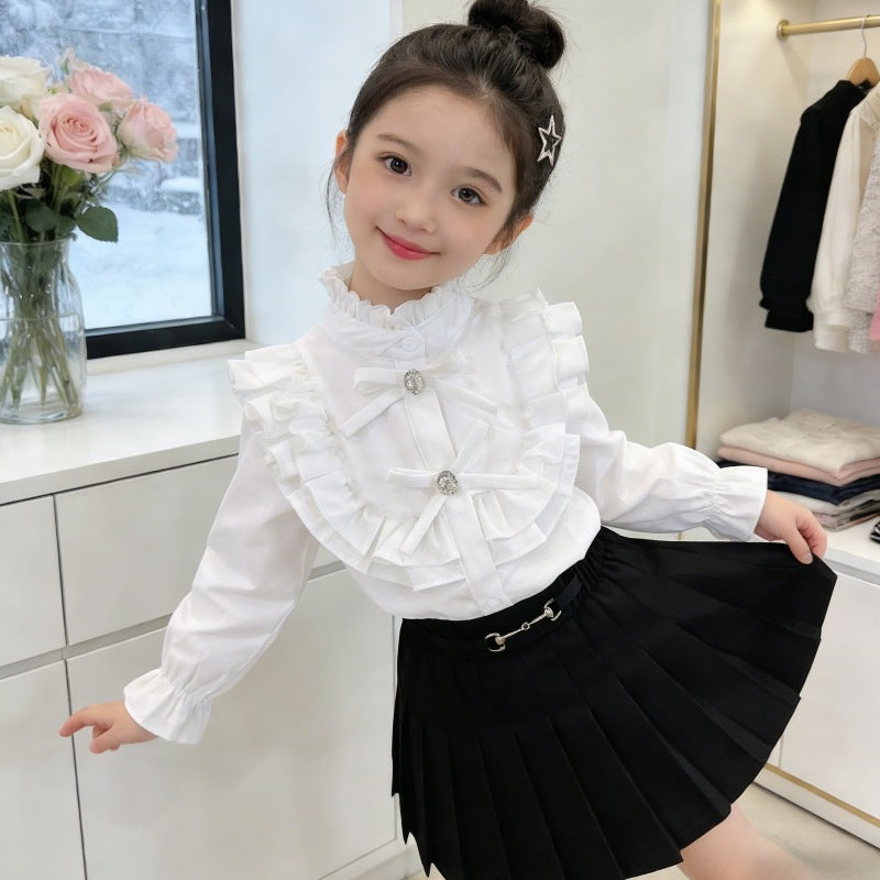 Girls' elegant blouse with ruffles and frill details Mune Fashion