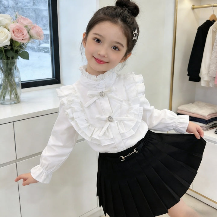 Girls' elegant blouse with ruffles and frill details Mune Fashion