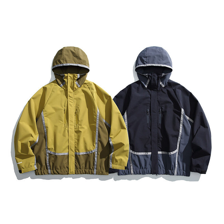 Unisex Water-repellent technical hooded jacket with reflective piping and elastic hem Mune Fashion